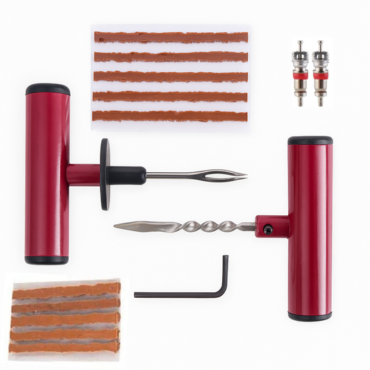 TURBO SEAL X Heavy Duty Tubeless Tyre Puncture Repair Kit - 5-in-1 Box, Valve, Strips, Handle, & Allen key for Car, Bike, SUV