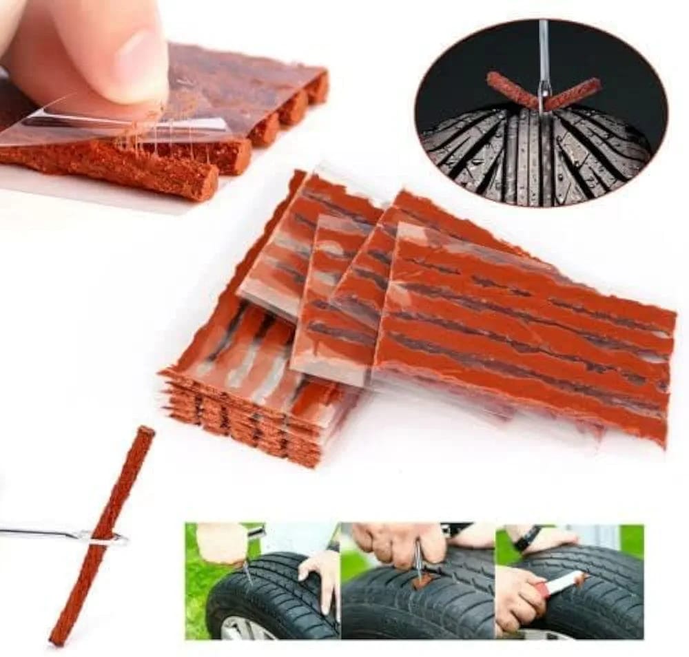 TURBO SEAL X Heavy Duty Tubeless Tyre Puncture Repair Kit - 5-in-1 Box, Valve, Strips, Handle, & Allen key for Car, Bike, SUV