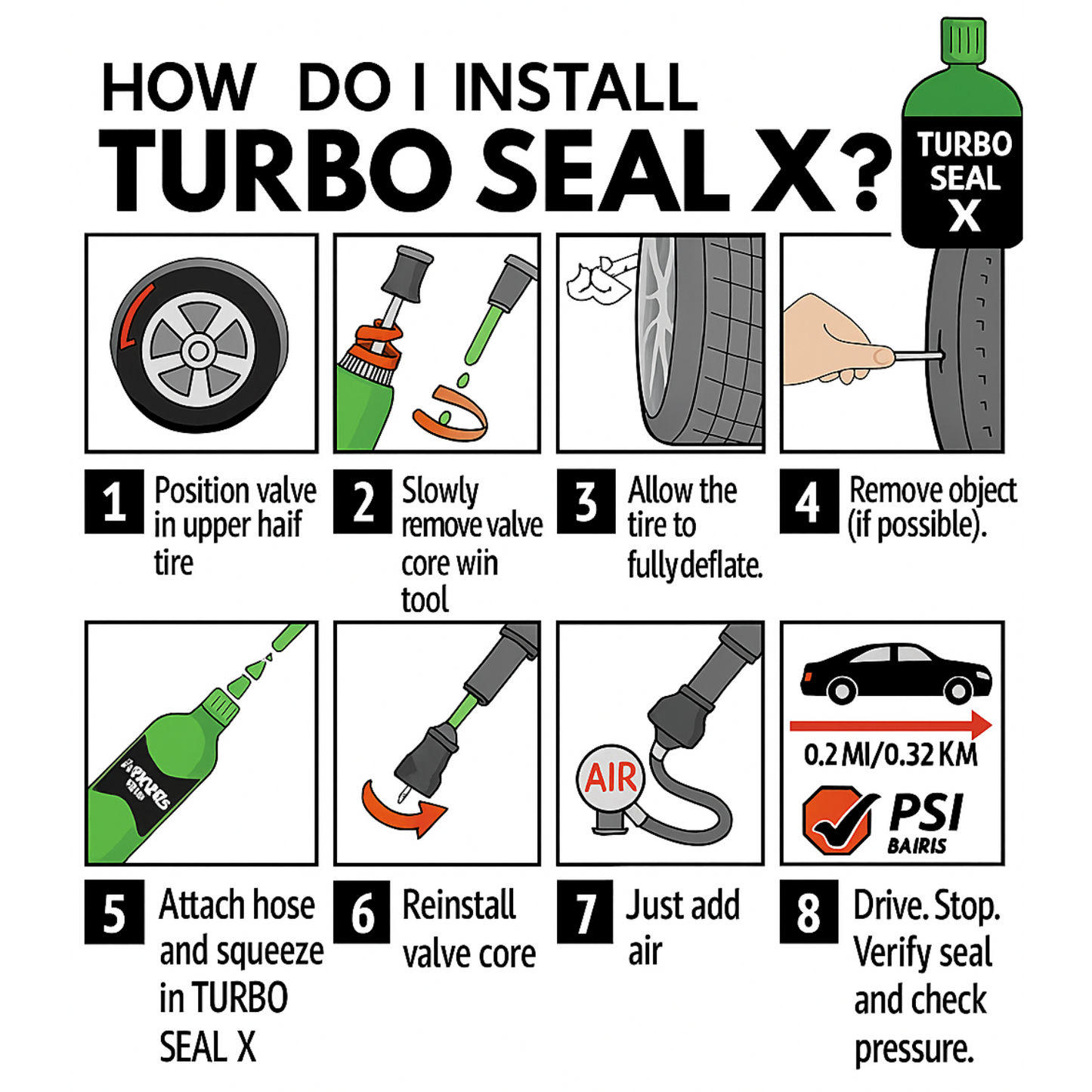 TURBO SEAL X Tyre Sealant 500ml – Anti-Puncture Liquid for Bikes & Cars | Made for Indian Roads
