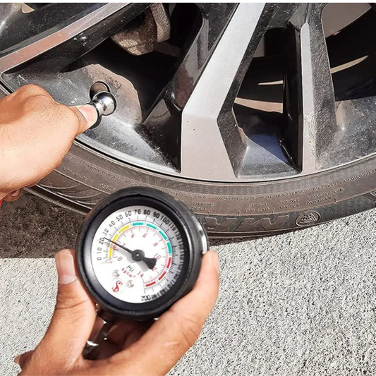 Antique Tyre Pressure Gauge | Flexible Hose | 0–200 PSI for Car & Bike – by TURBO SEAL X